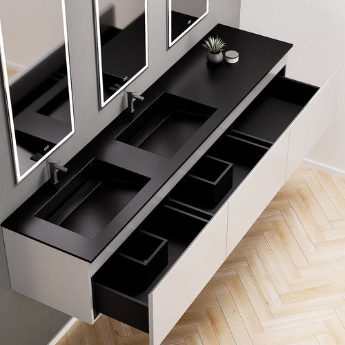 ALBA – Double Corian® Basin Unit with 3 Aligned Drawers - ROVALUX