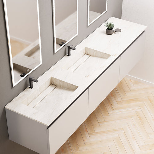 ALBA – Double Corian® Basin Unit with 3 Aligned Drawers - ROVALUX
