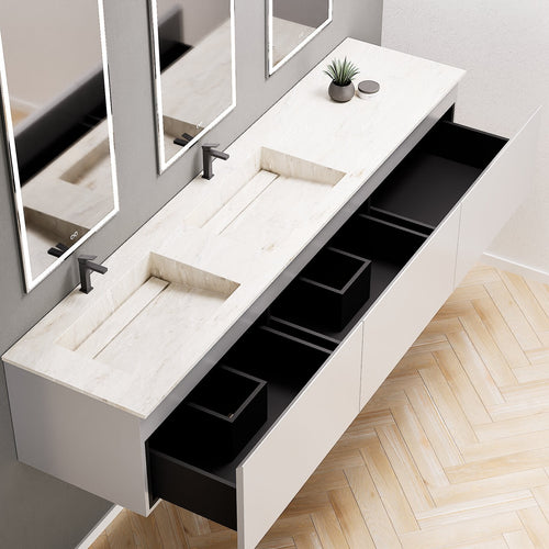 ALBA – Double Corian® Basin Unit with 3 Aligned Drawers - ROVALUX