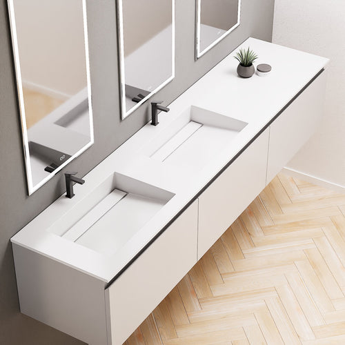 ALBA – Double Corian® Basin Unit with 3 Aligned Drawers - ROVALUX