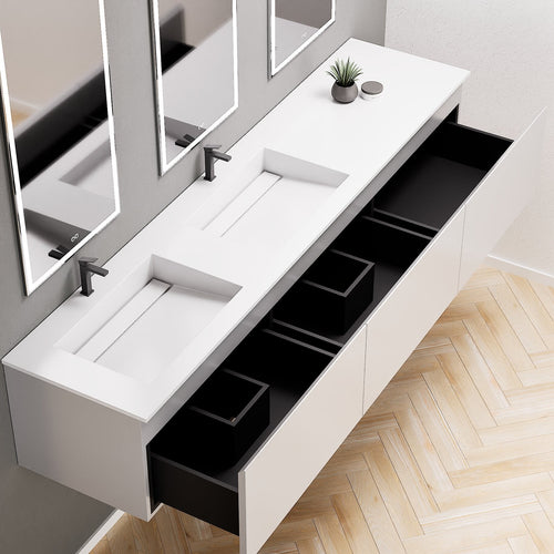 ALBA – Double Corian® Basin Unit with 3 Aligned Drawers - ROVALUX