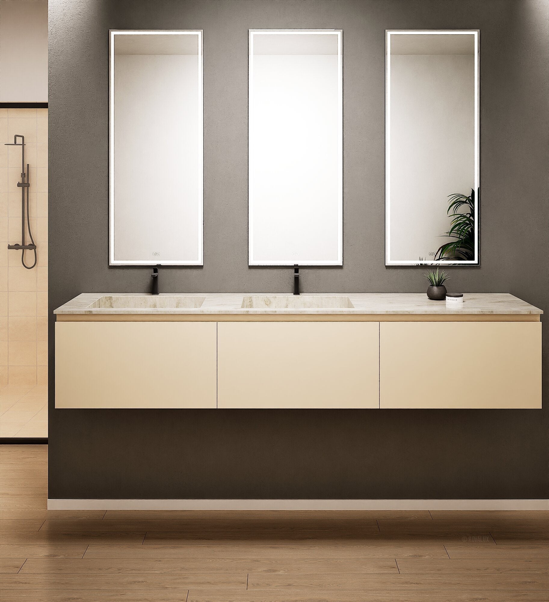ALBA – Double Corian® Basin Unit with 3 Aligned Drawers - ROVALUX
