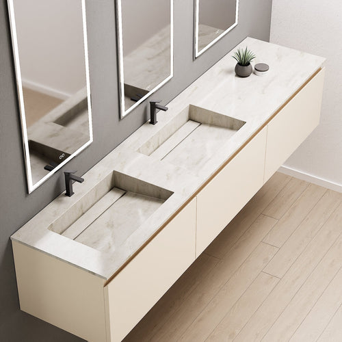 ALBA – Double Corian® Basin Unit with 3 Aligned Drawers - ROVALUX