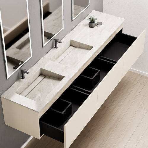 ALBA – Double Corian® Basin Unit with 3 Aligned Drawers - ROVALUX