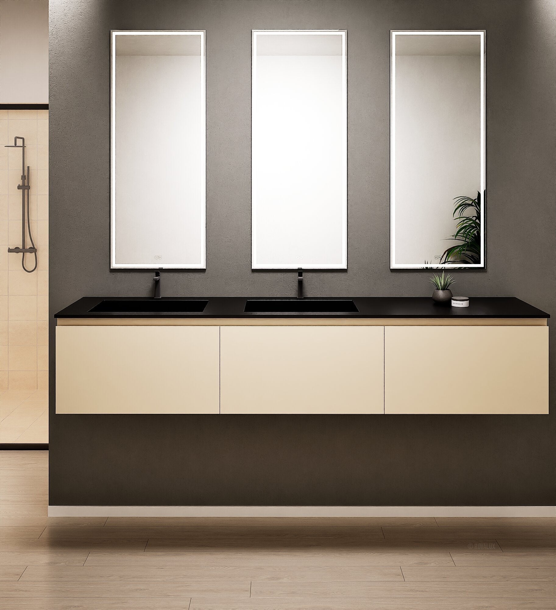 ALBA – Double Corian® Basin Unit with 3 Aligned Drawers - ROVALUX