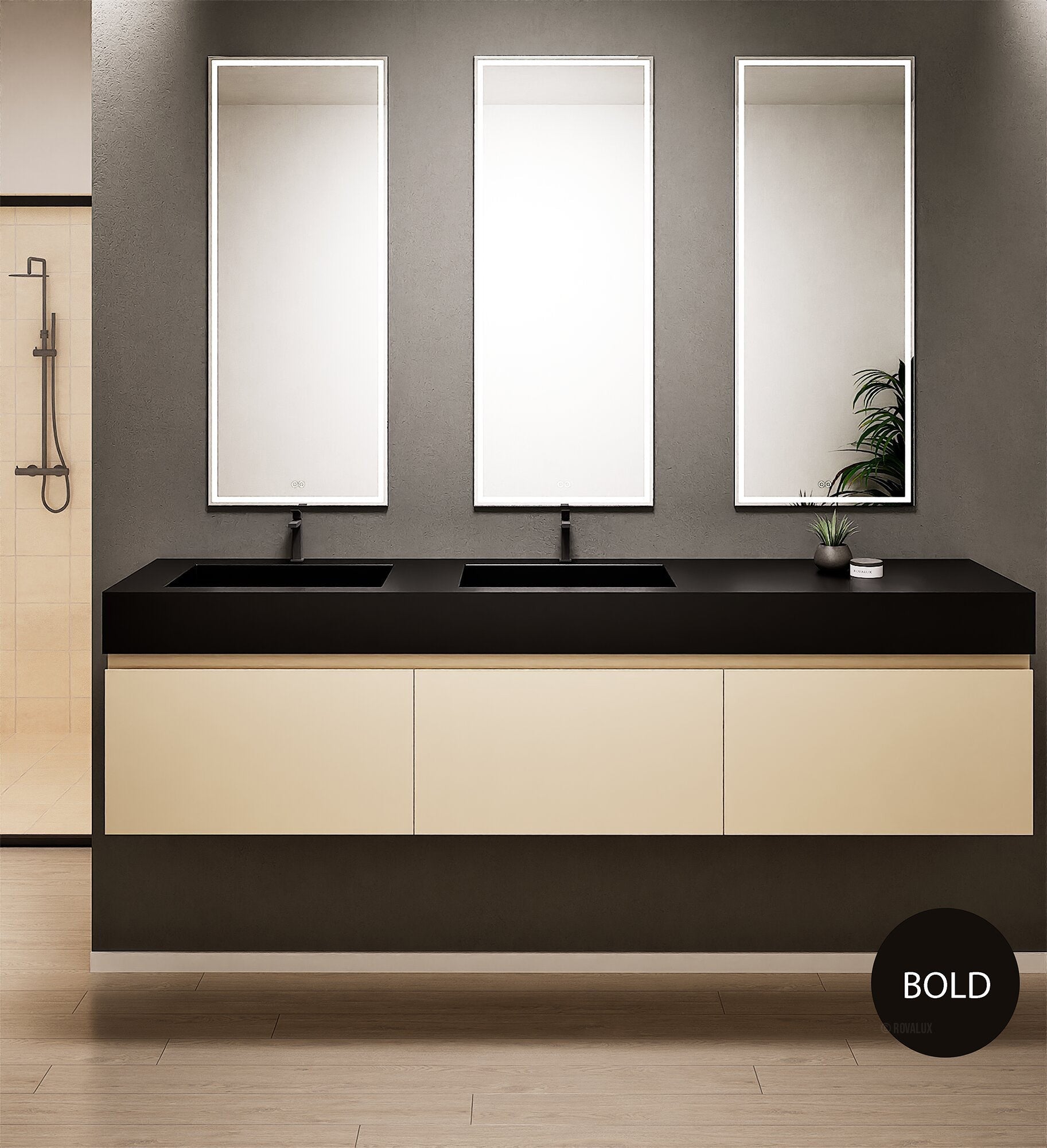 ALBA – Double Corian® Basin Unit with 3 Aligned Drawers - ROVALUX