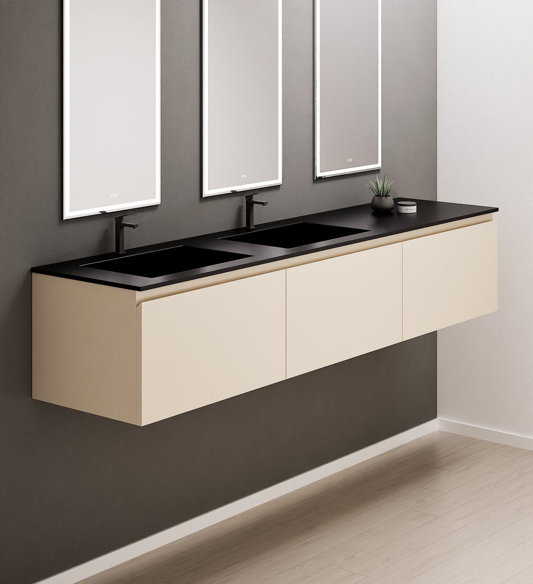 ALBA – Double Corian® Basin Unit with 3 Aligned Drawers - ROVALUX