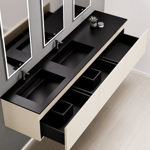 ALBA – Double Corian® Basin Unit with 3 Aligned Drawers - ROVALUX