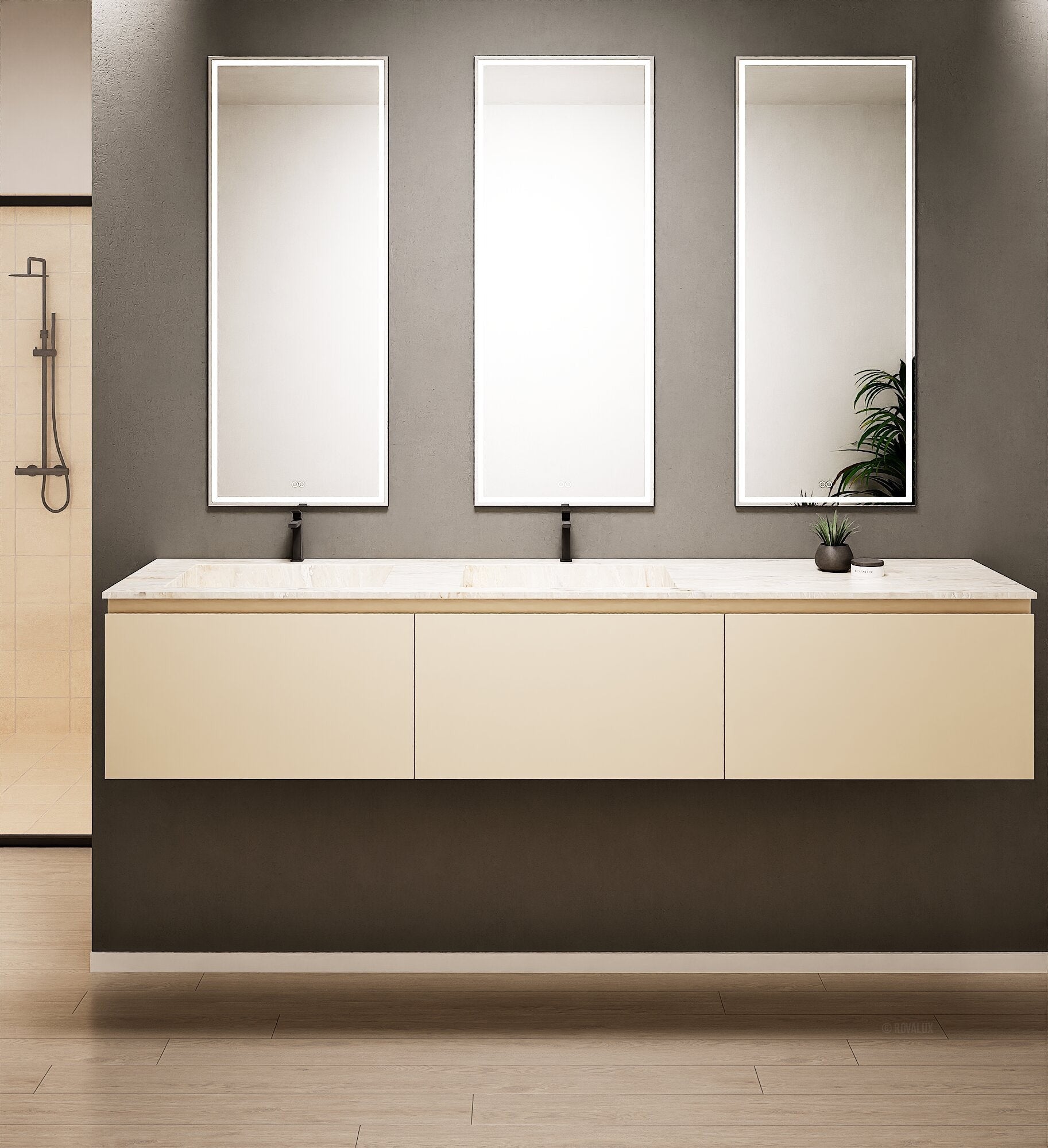 ALBA – Double Corian® Basin Unit with 3 Aligned Drawers - ROVALUX