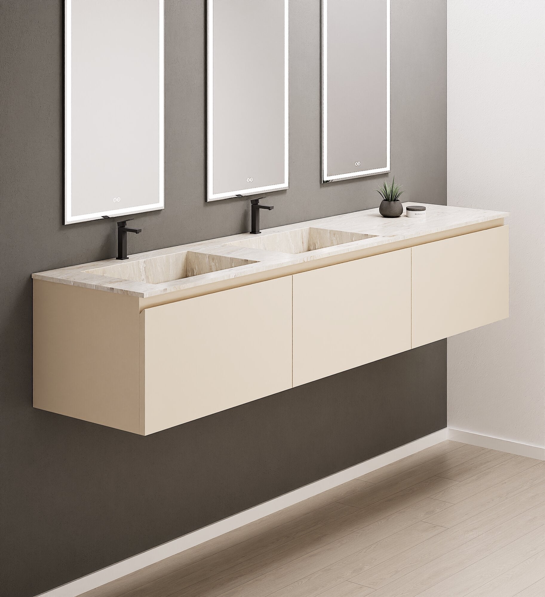 ALBA – Double Corian® Basin Unit with 3 Aligned Drawers - ROVALUX