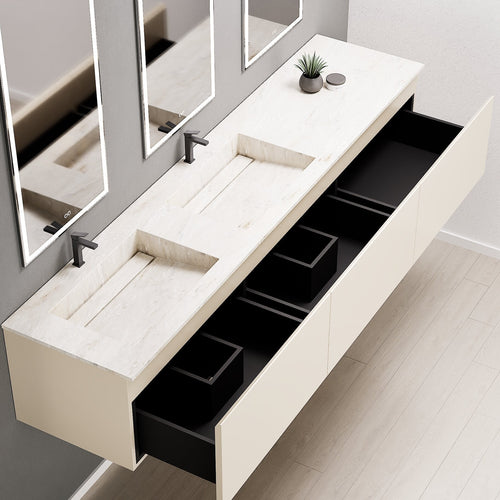 ALBA – Double Corian® Basin Unit with 3 Aligned Drawers - ROVALUX