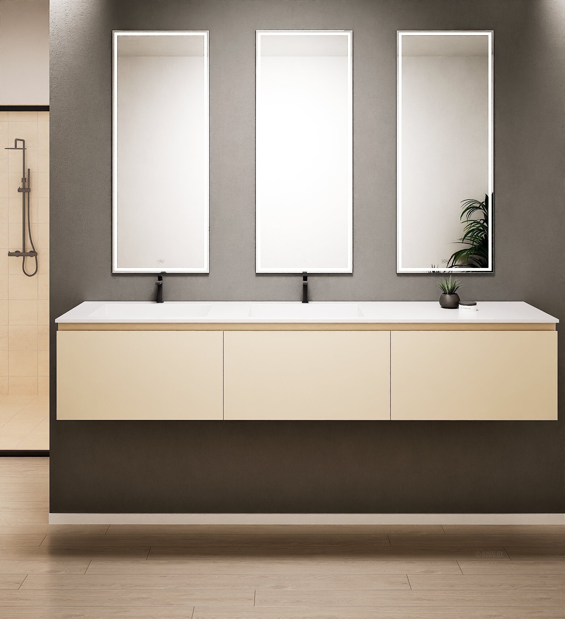 ALBA – Double Corian® Basin Unit with 3 Aligned Drawers - ROVALUX