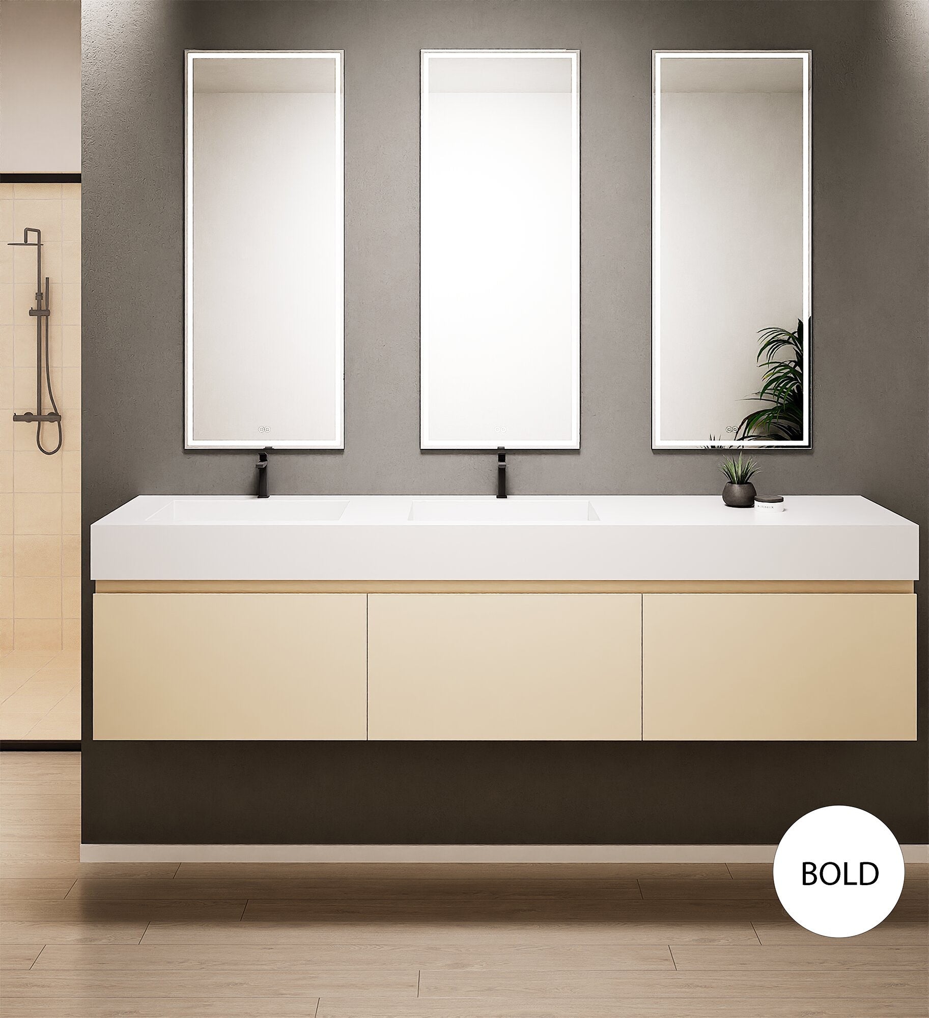ALBA – Double Corian® Basin Unit with 3 Aligned Drawers - ROVALUX