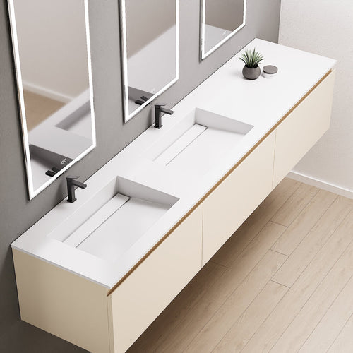 ALBA – Double Corian® Basin Unit with 3 Aligned Drawers - ROVALUX