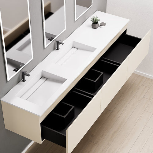 ALBA – Double Corian® Basin Unit with 3 Aligned Drawers - ROVALUX