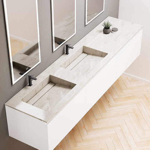 ALBA – Double Corian® Basin Unit with 3 Aligned Drawers - ROVALUX