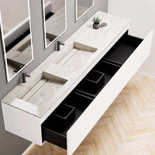 ALBA – Double Corian® Basin Unit with 3 Aligned Drawers - ROVALUX