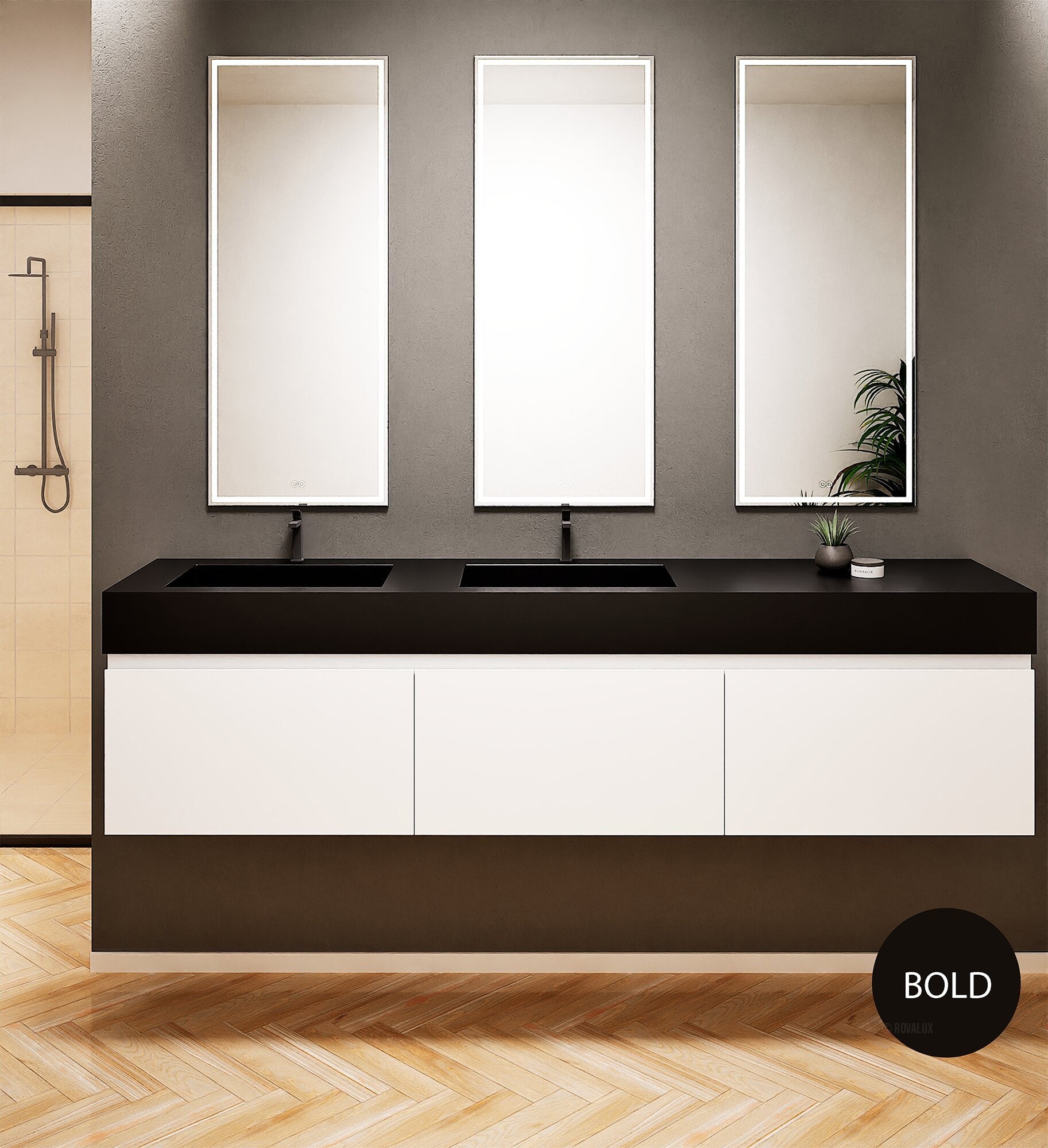 ALBA – Double Corian® Basin Unit with 3 Aligned Drawers - ROVALUX