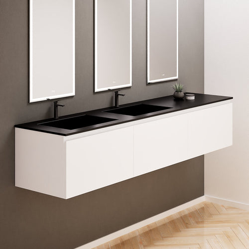 ALBA – Double Corian® Basin Unit with 3 Aligned Drawers - ROVALUX