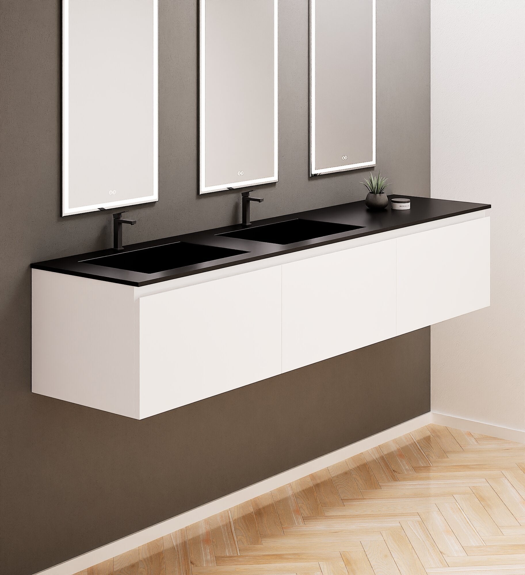 ALBA – Double Corian® Basin Unit with 3 Aligned Drawers - ROVALUX
