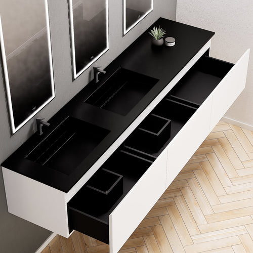 ALBA – Double Corian® Basin Unit with 3 Aligned Drawers - ROVALUX