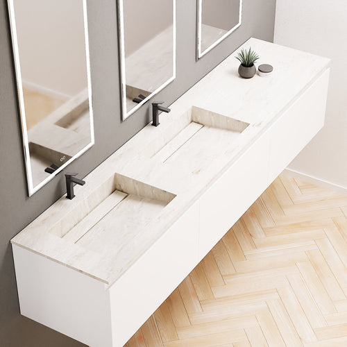 ALBA – Double Corian® Basin Unit with 3 Aligned Drawers - ROVALUX