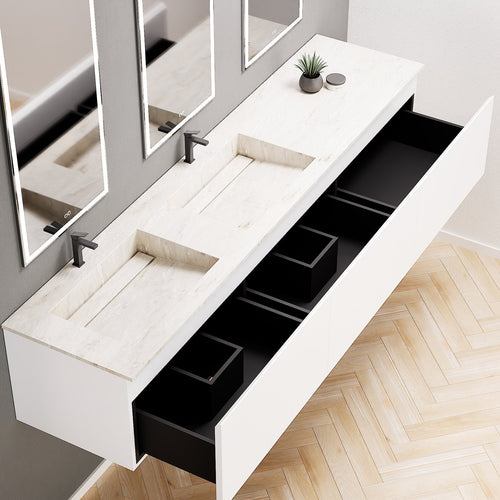 ALBA – Double Corian® Basin Unit with 3 Aligned Drawers - ROVALUX