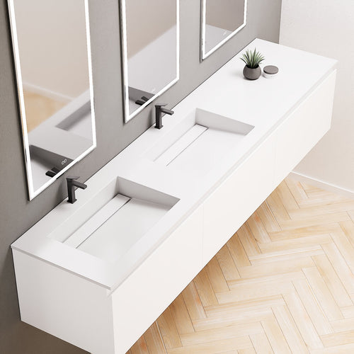 ALBA – Double Corian® Basin Unit with 3 Aligned Drawers - ROVALUX