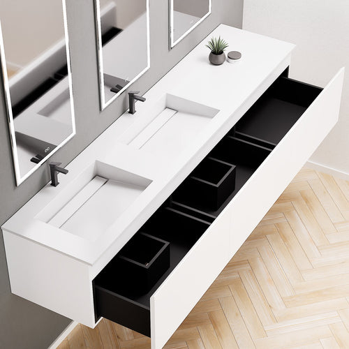 ALBA – Double Corian® Basin Unit with 3 Aligned Drawers - ROVALUX