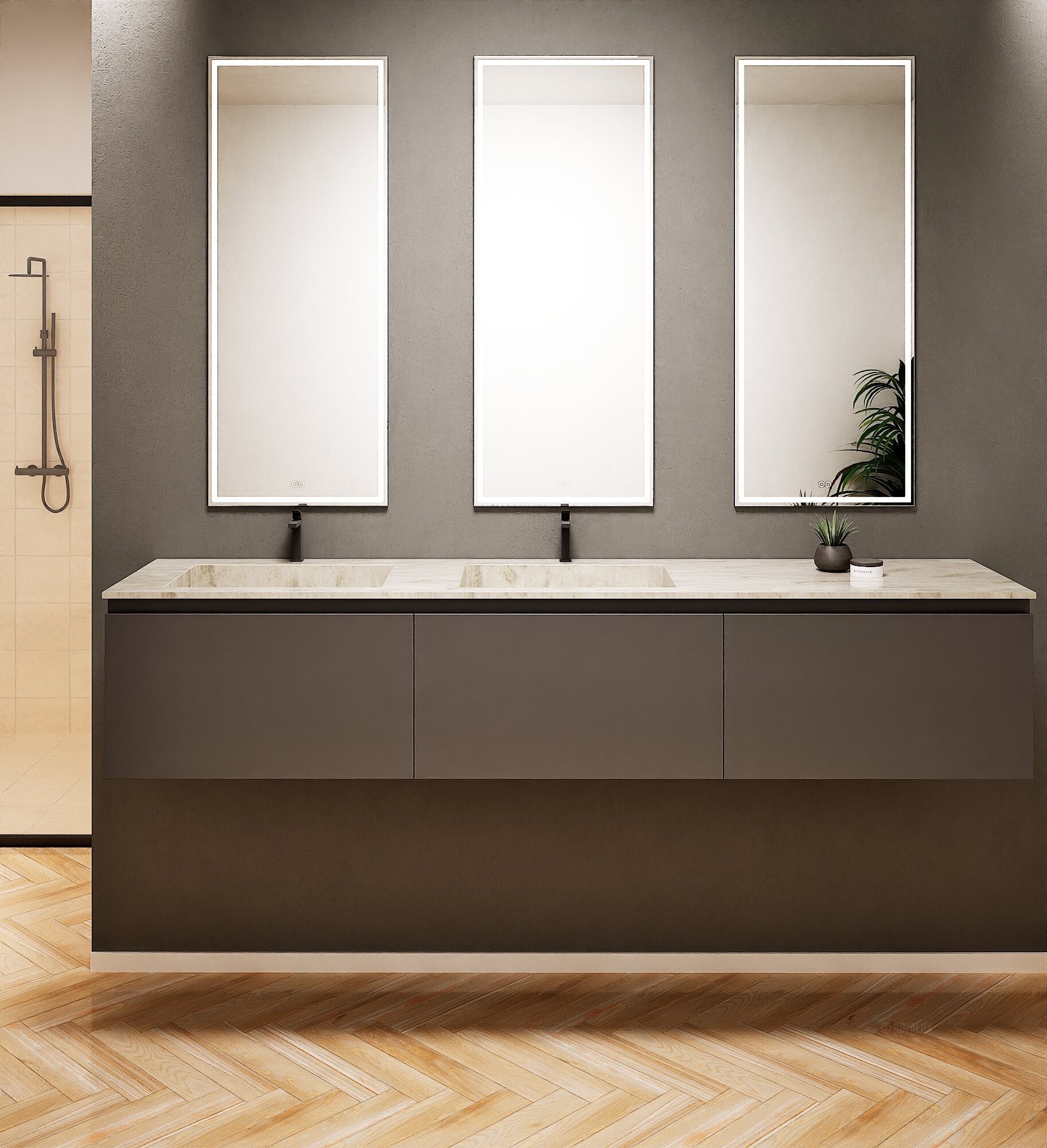 ALBA – Double Corian® Basin Unit with 3 Aligned Drawers - ROVALUX