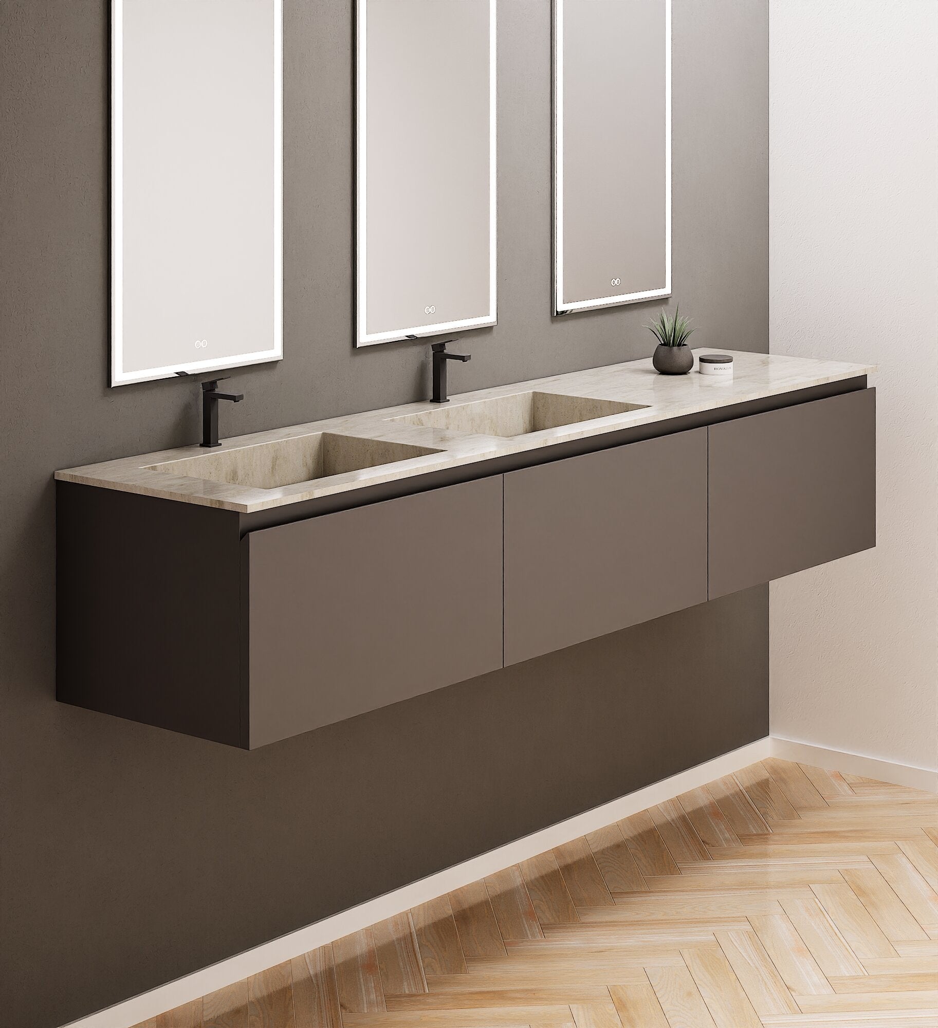 ALBA – Double Corian® Basin Unit with 3 Aligned Drawers - ROVALUX