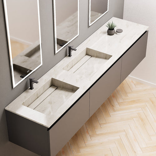 ALBA – Double Corian® Basin Unit with 3 Aligned Drawers - ROVALUX