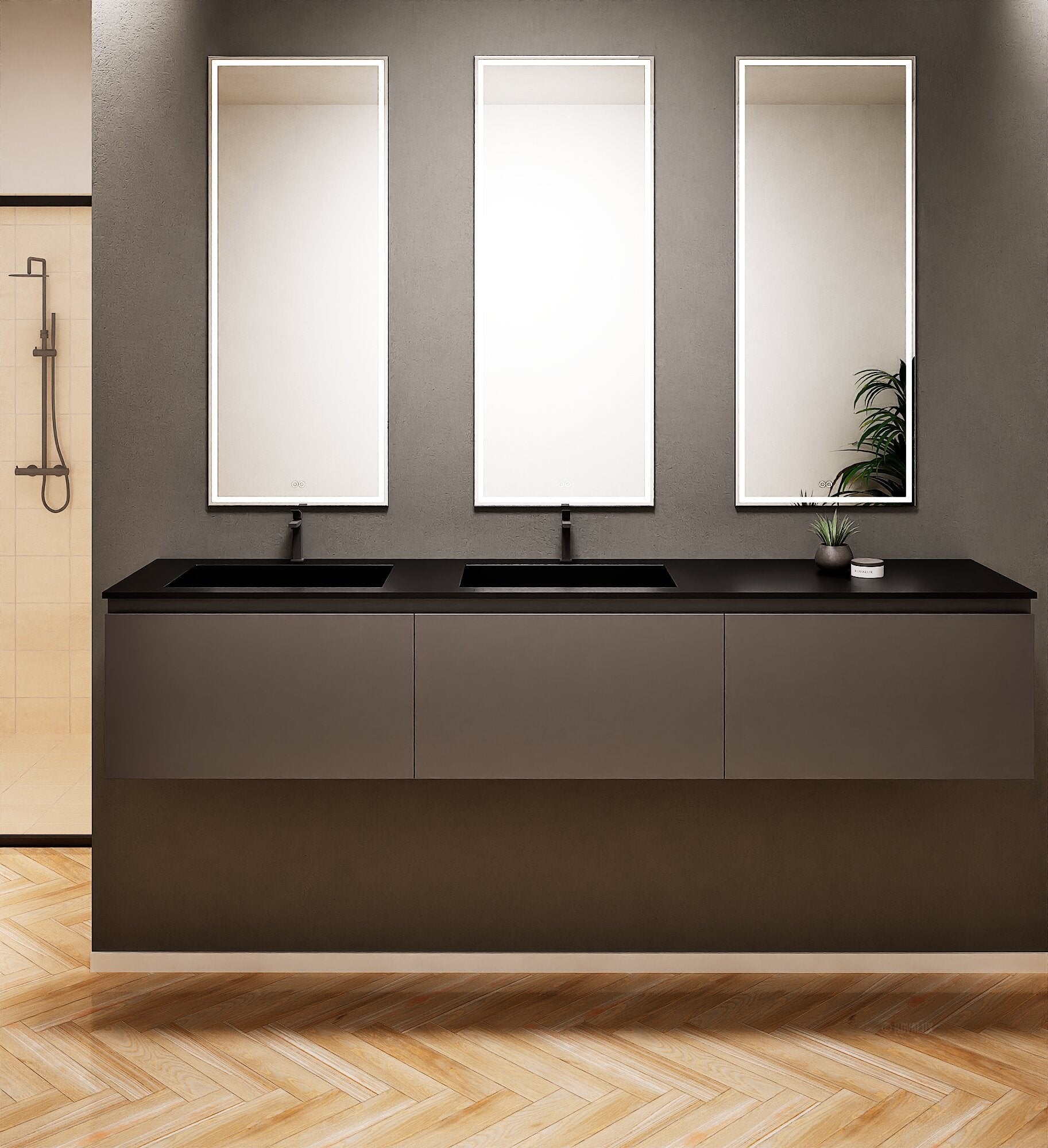 ALBA – Double Corian® Basin Unit with 3 Aligned Drawers - ROVALUX