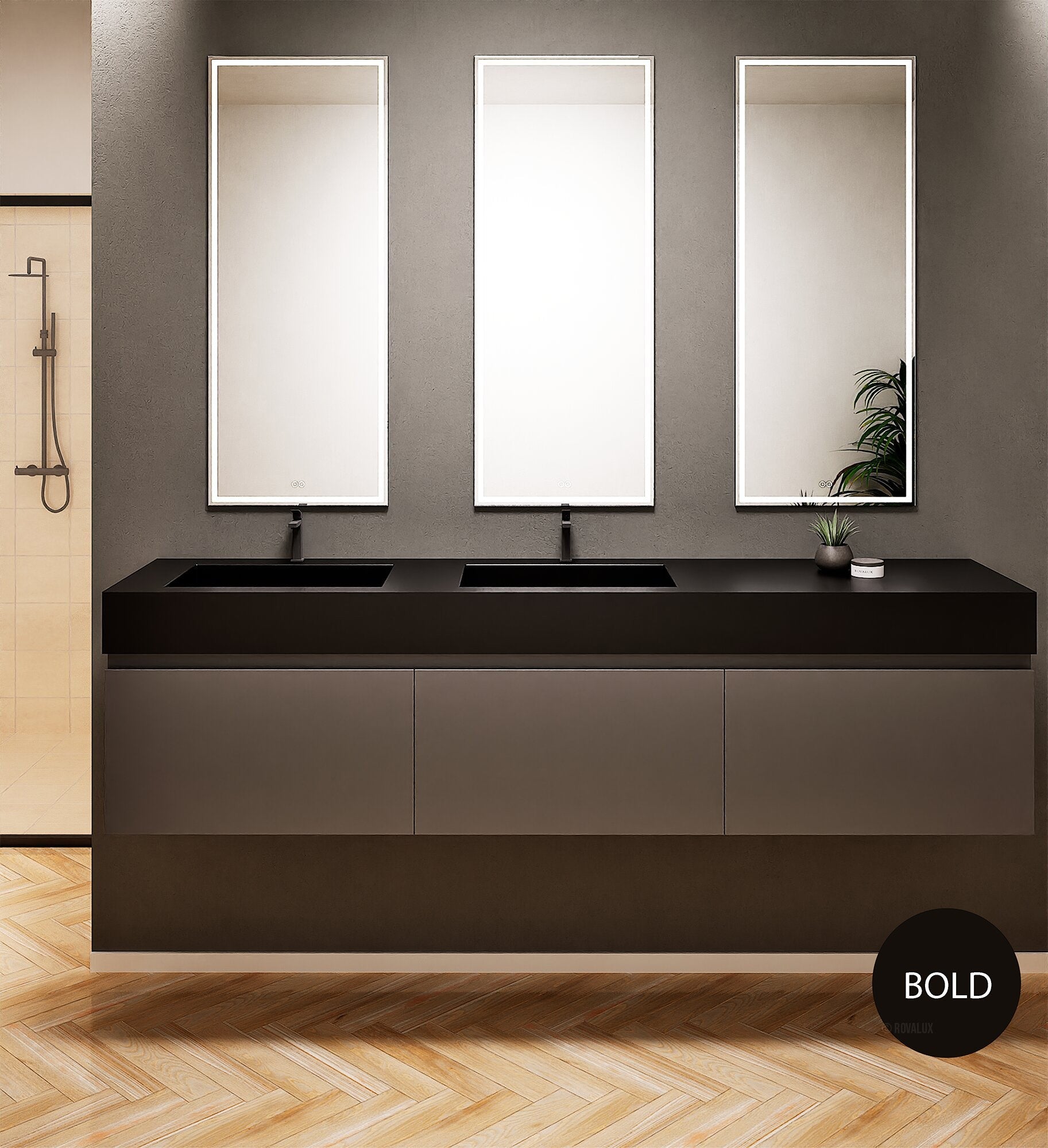ALBA – Double Corian® Basin Unit with 3 Aligned Drawers - ROVALUX