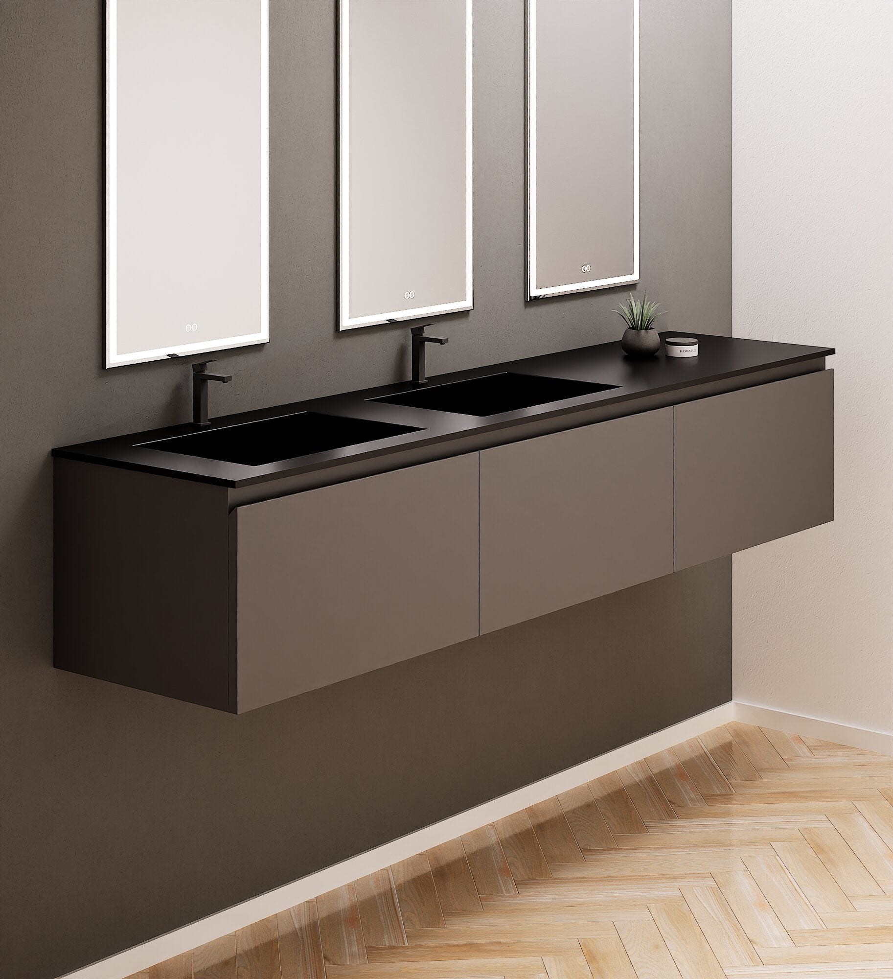 ALBA – Double Corian® Basin Unit with 3 Aligned Drawers - ROVALUX
