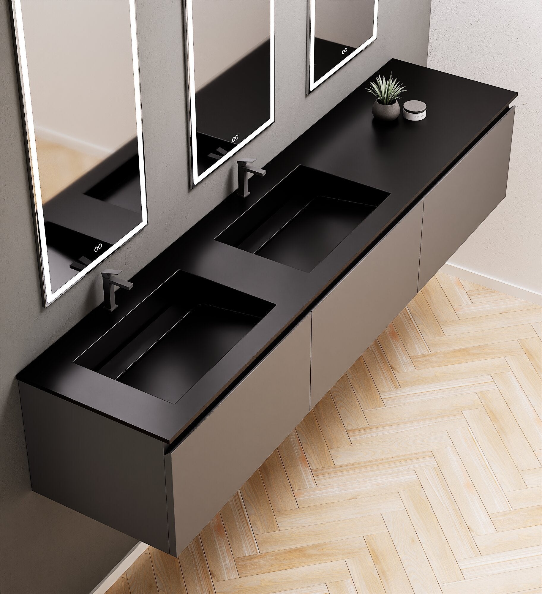 ALBA – Double Corian® Basin Unit with 3 Aligned Drawers - ROVALUX