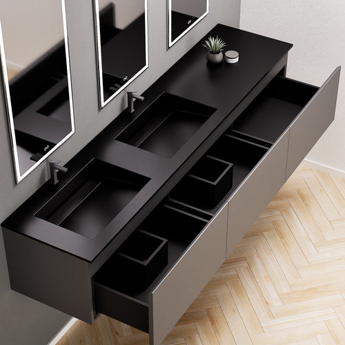 ALBA – Double Corian® Basin Unit with 3 Aligned Drawers - ROVALUX