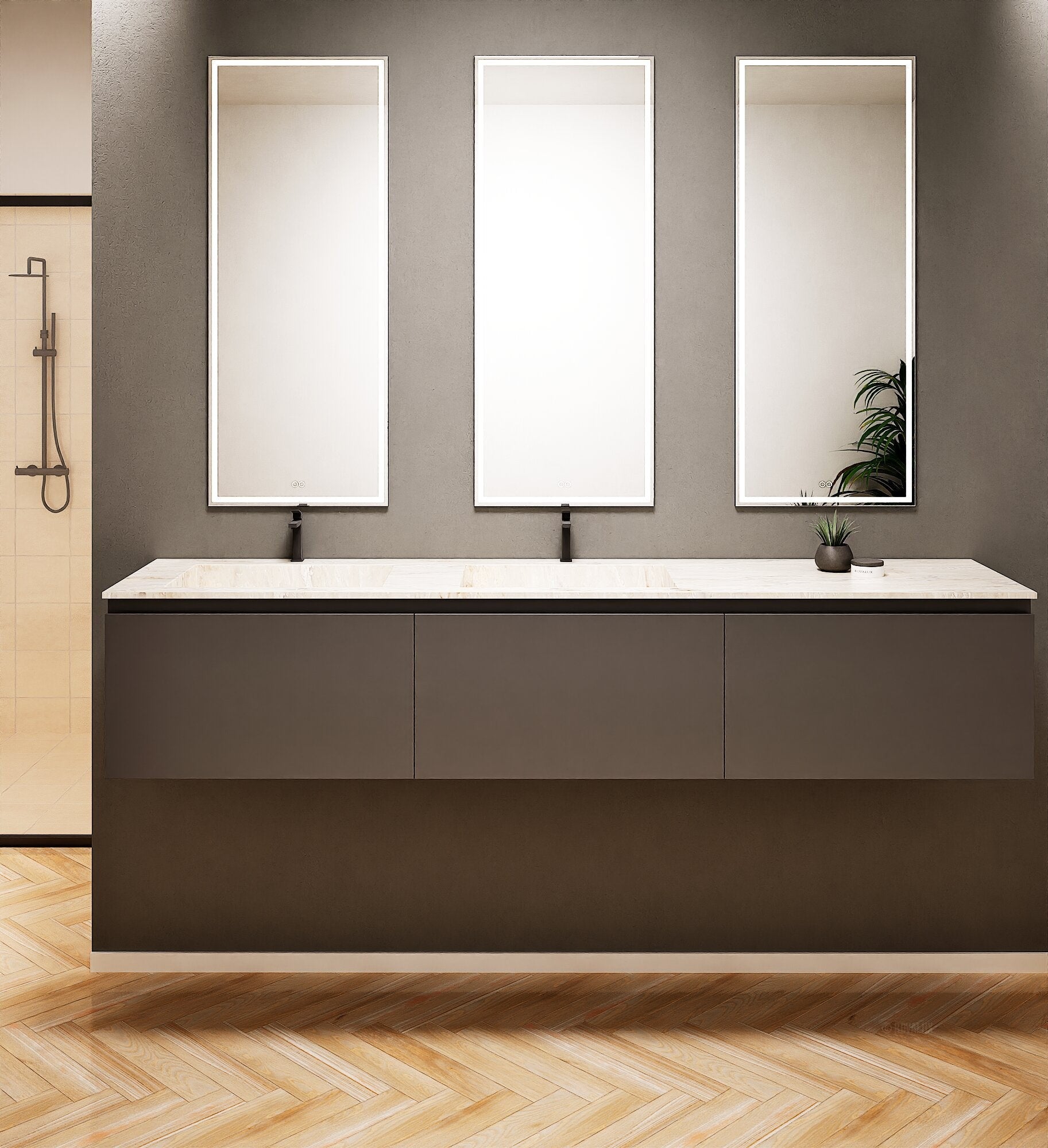 ALBA – Double Corian® Basin Unit with 3 Aligned Drawers - ROVALUX