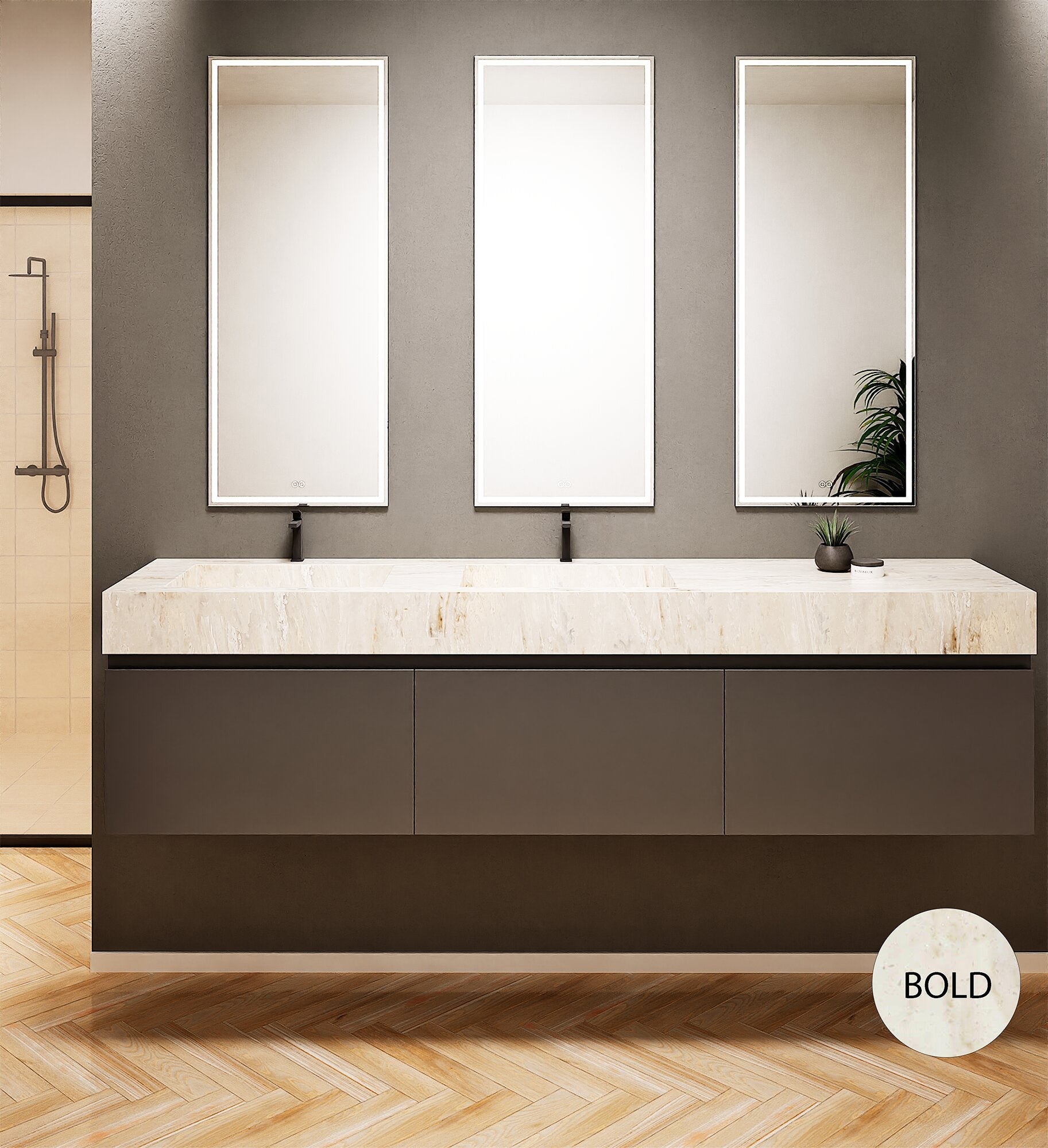 ALBA – Double Corian® Basin Unit with 3 Aligned Drawers - ROVALUX