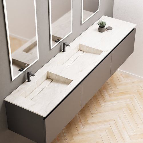 ALBA – Double Corian® Basin Unit with 3 Aligned Drawers - ROVALUX