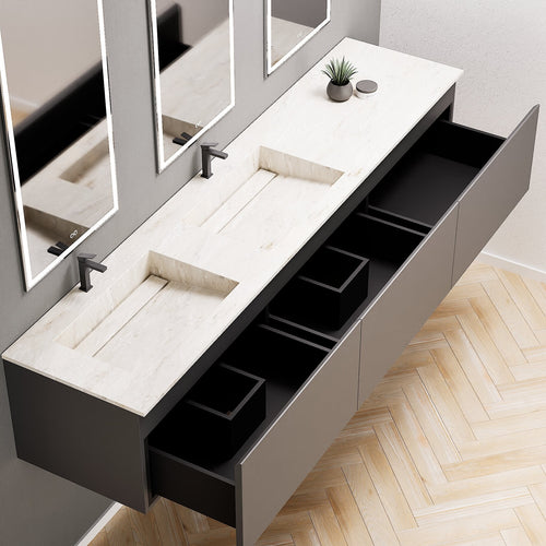 ALBA – Double Corian® Basin Unit with 3 Aligned Drawers - ROVALUX