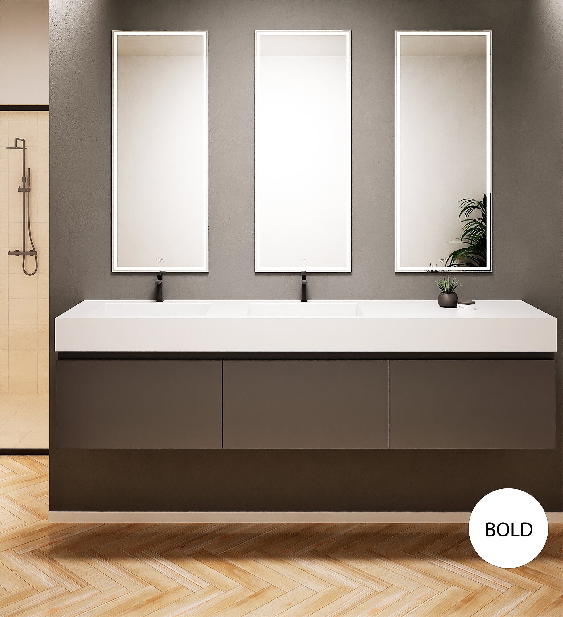 ALBA – Double Corian® Basin Unit with 3 Aligned Drawers - ROVALUX