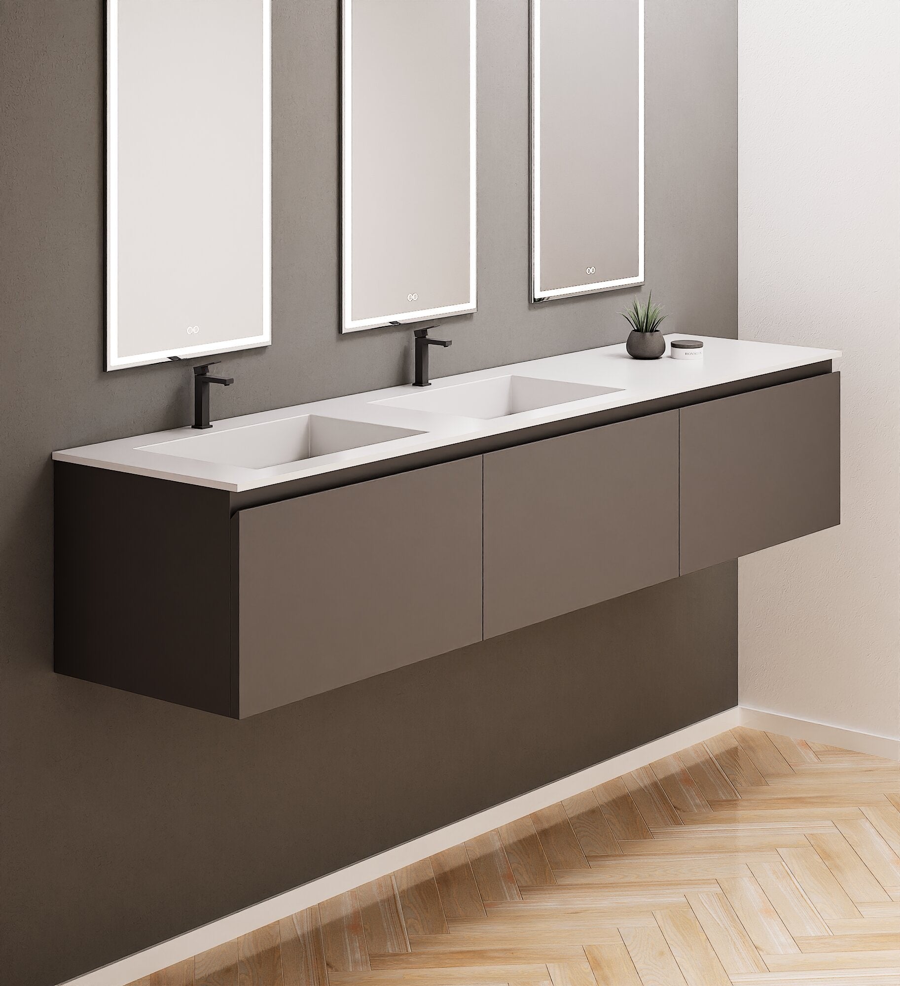 ALBA – Double Corian® Basin Unit with 3 Aligned Drawers - ROVALUX