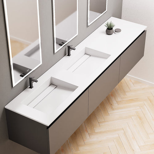 ALBA – Double Corian® Basin Unit with 3 Aligned Drawers - ROVALUX