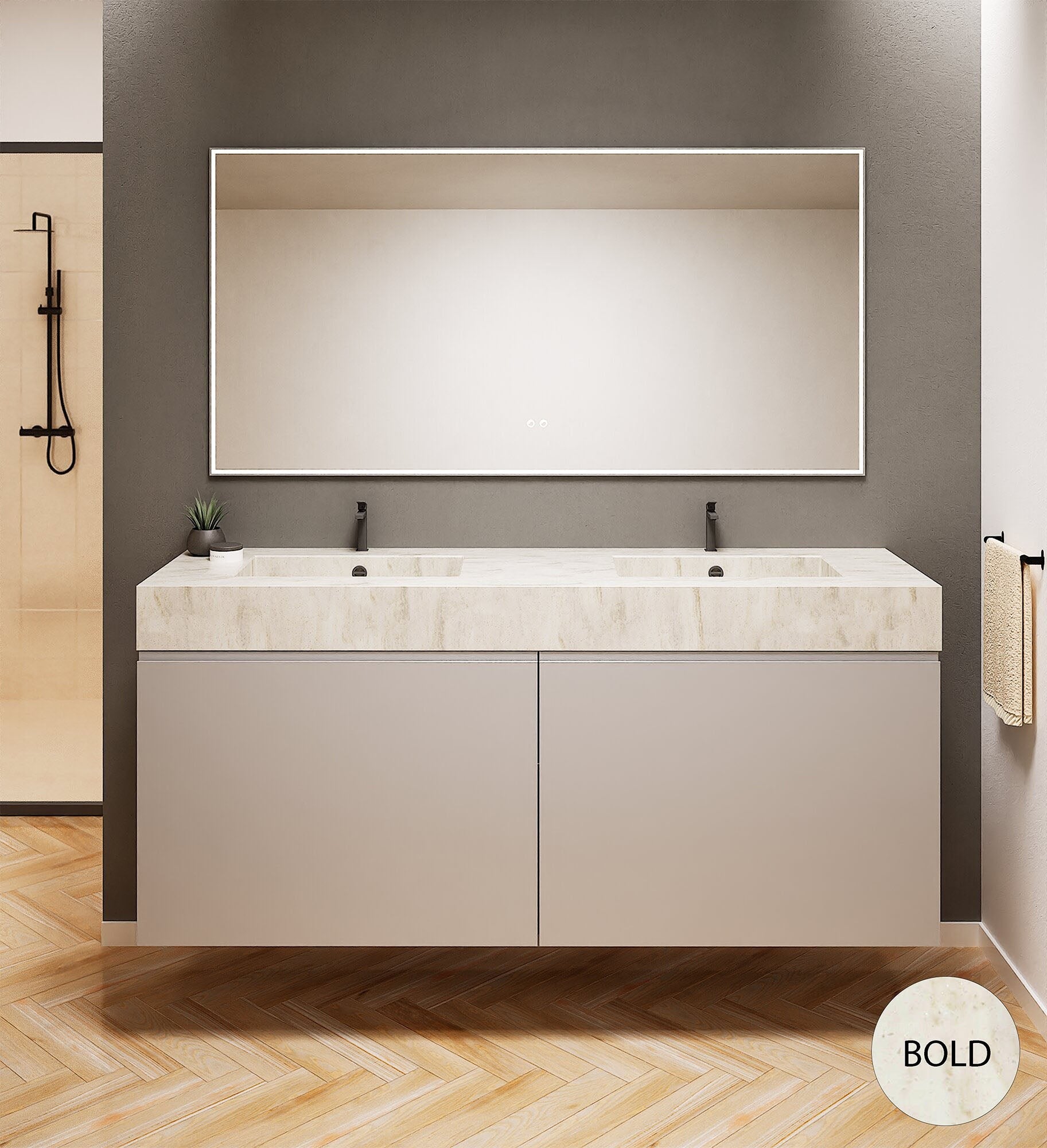 Alba – Double Corian® Basin Unit with 4 Drawers - ROVALUX