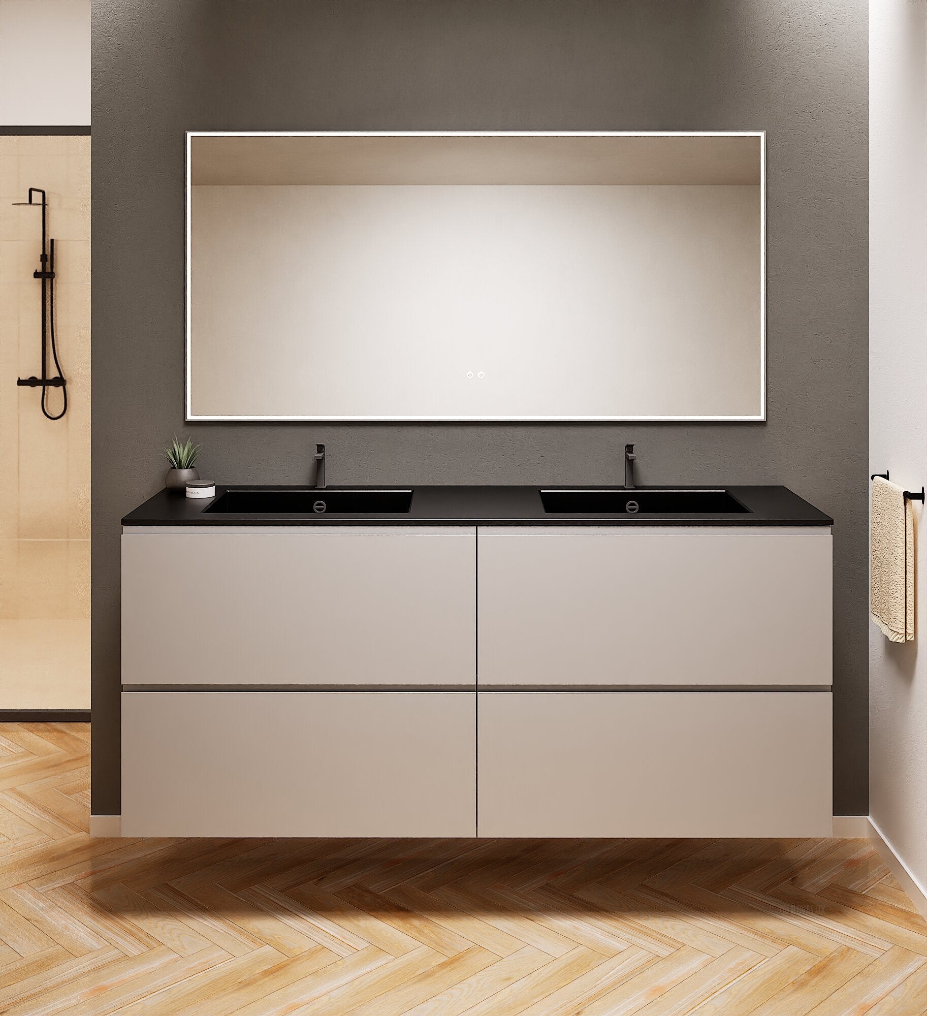 Alba – Double Corian® Basin Unit with 4 Drawers - ROVALUX