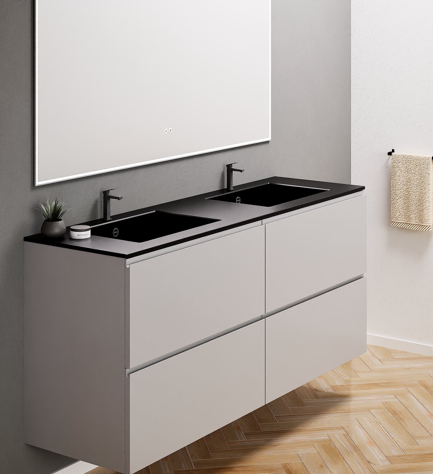 Alba – Double Corian® Basin Unit with 4 Drawers - ROVALUX