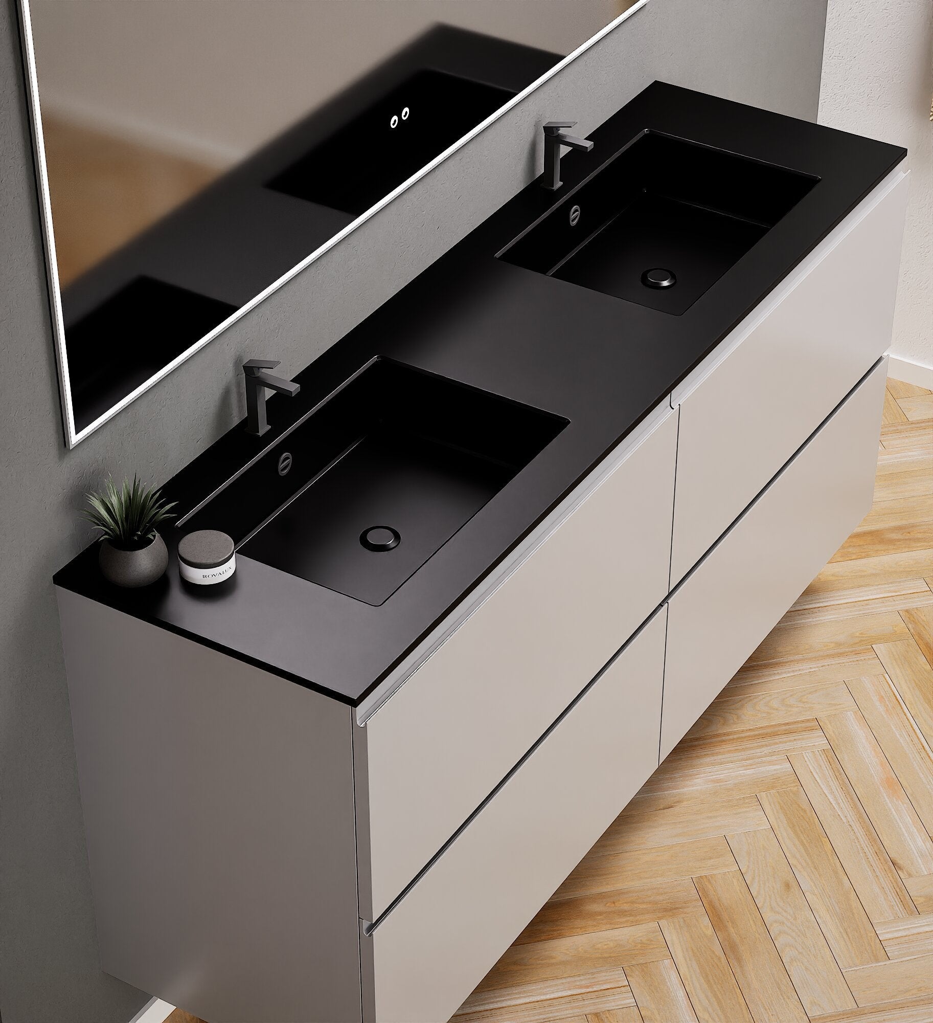 Alba – Double Corian® Basin Unit with 4 Drawers - ROVALUX