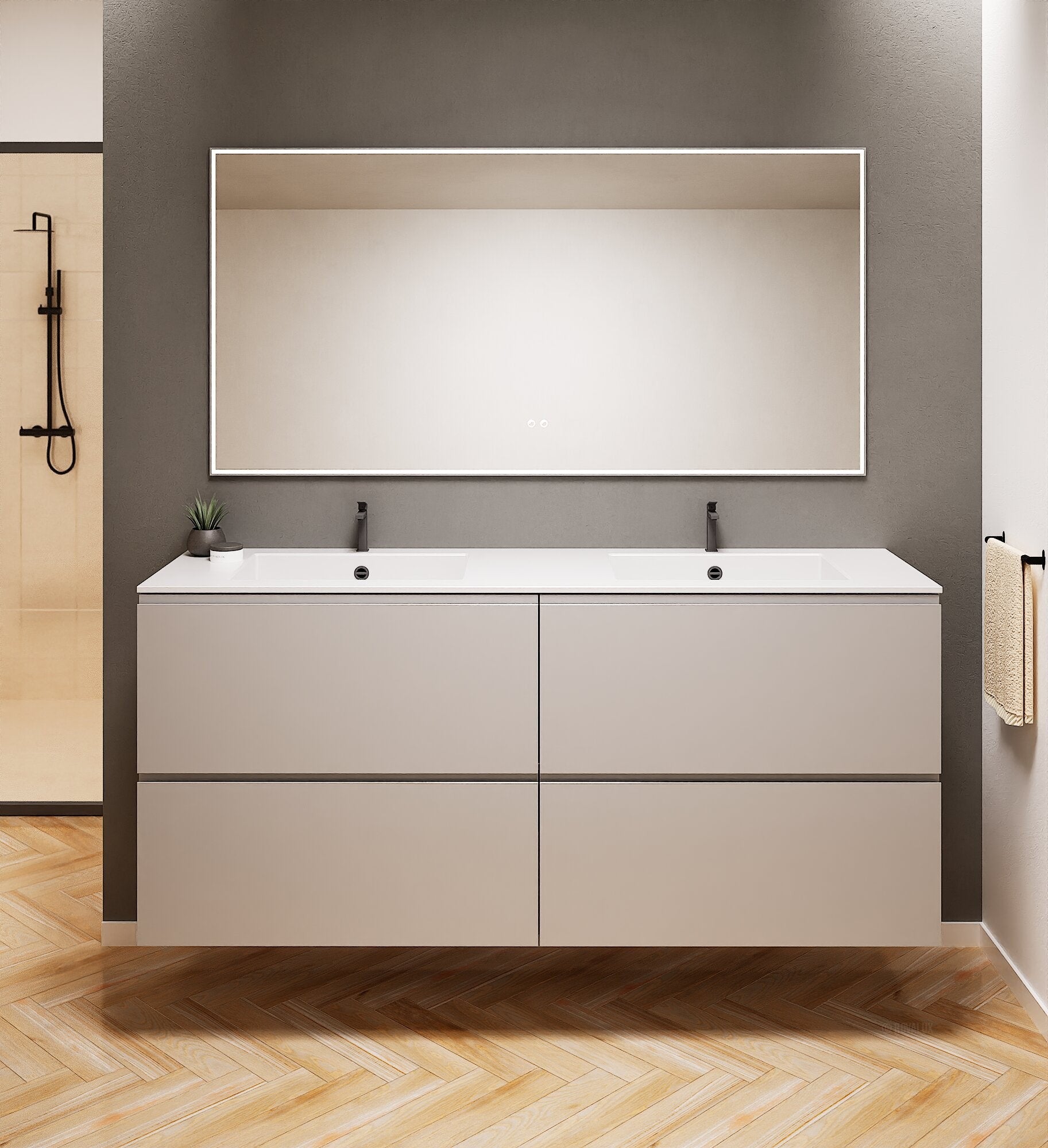 Alba – Double Corian® Basin Unit with 4 Drawers - ROVALUX