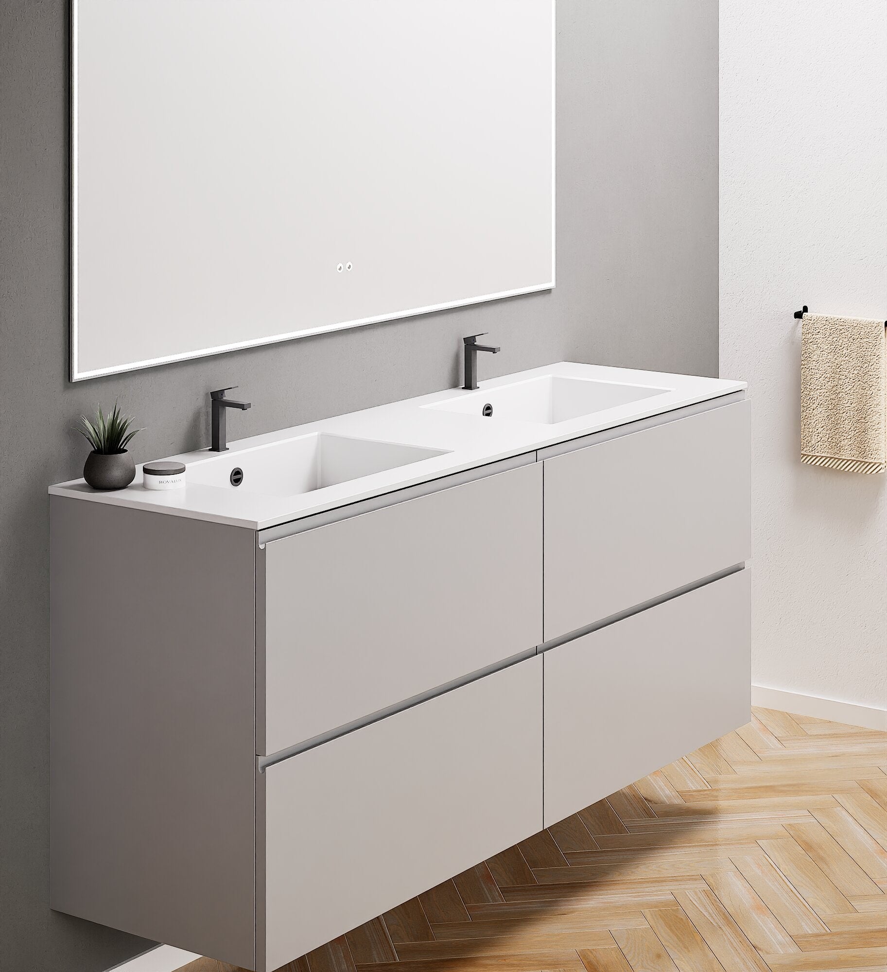 Alba – Double Corian® Basin Unit with 4 Drawers - ROVALUX